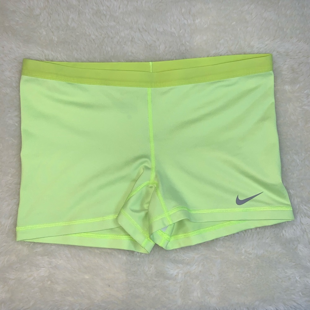 Neon yellow nike dri fit shorts L
